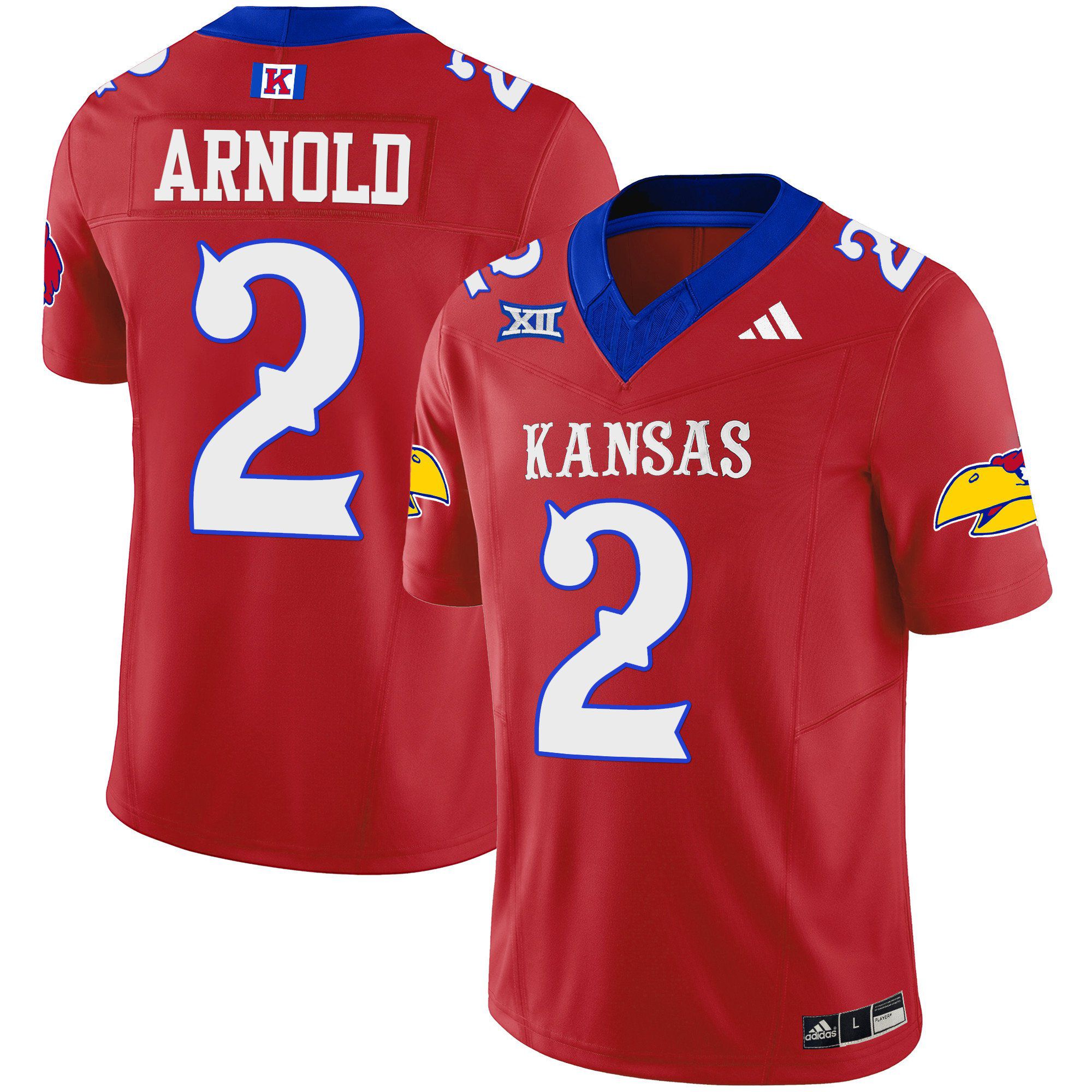 Men Kansas Jayhawks 2 Arnold Red 2024 Blackhawk Vapor Limited NCAA Jersey
